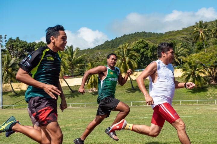 Sprinters racing side by side
