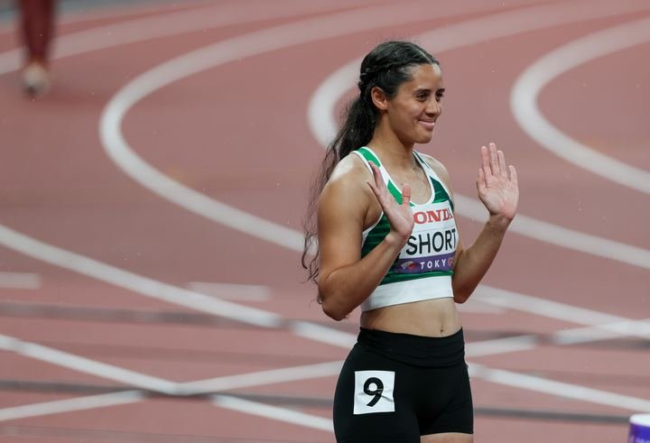 A wave to the crowd at the World Athletics Championships in Tokyo