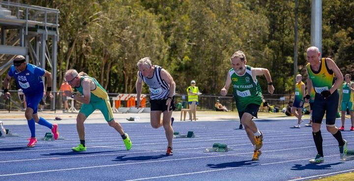 Masters sprinters out of the blocks