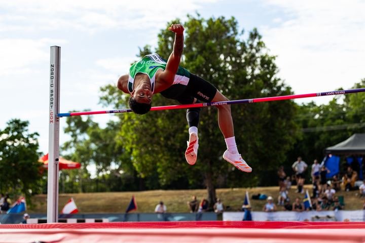 Arching over the high jump bar
