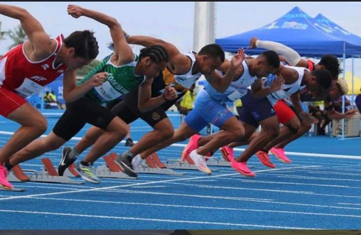 Sprint start at the Pacific Games