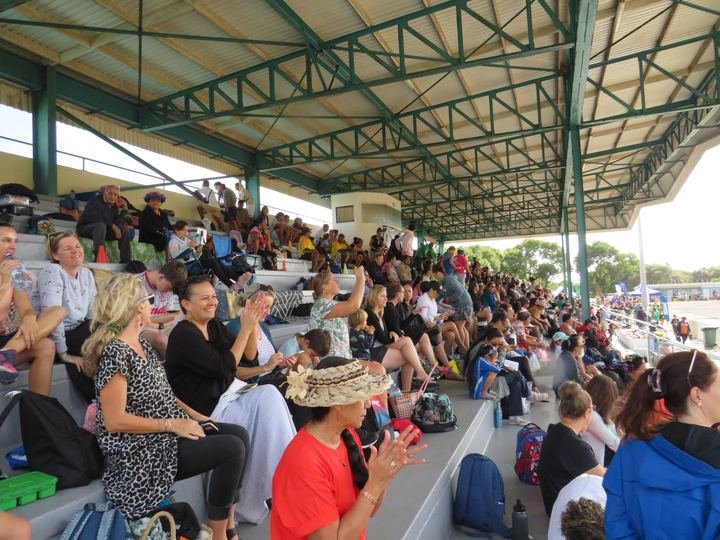 Whānau in the grandstand