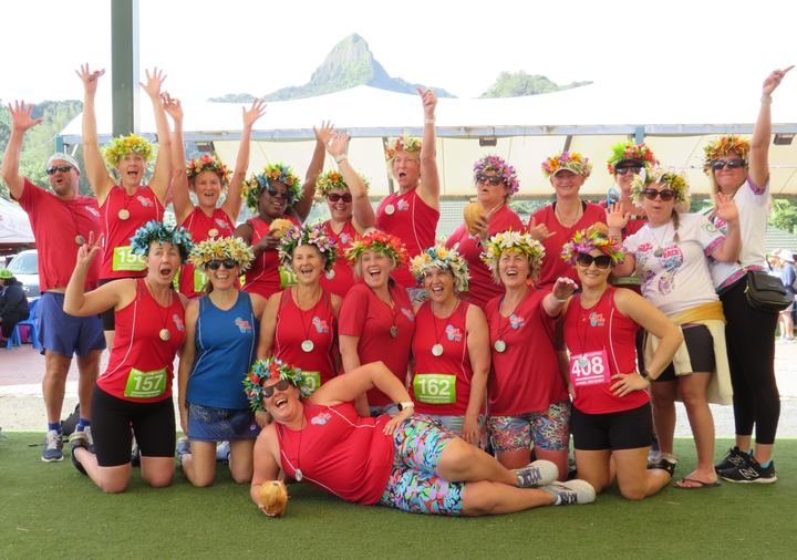 Celebrating after the race