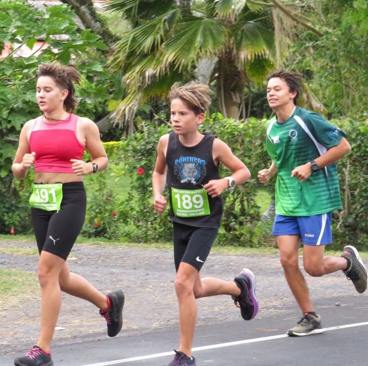Runners on the round-island road