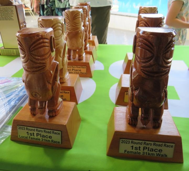 Trophies for the 2023 Round Raro Road Race