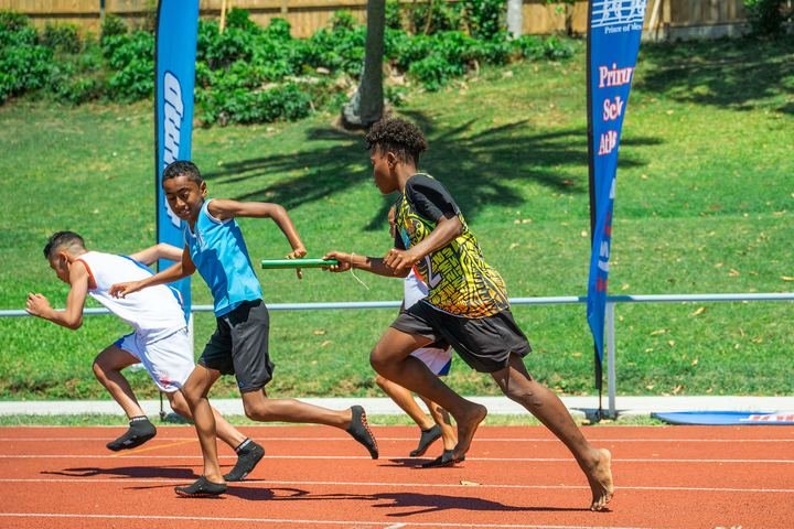 A baton changeover in the relays.
