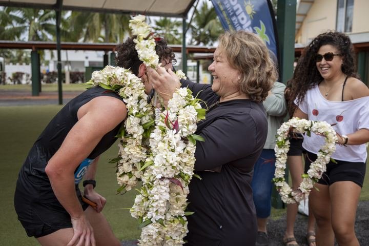 Family and supporters greet Jayden Ivaka Hunter