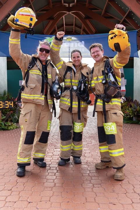 The firefighters team at the finish